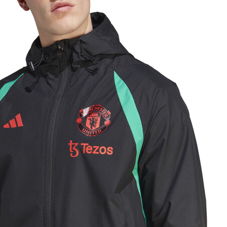 Veste survêtement imperméable Manchester United noir vert 2023/24