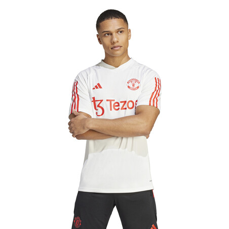 Maillot entraînement Manchester United blanc rouge 2023/24