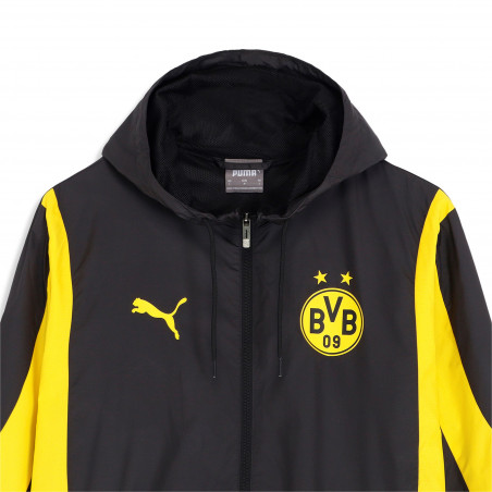 Veste survêtement avant match Dortmund woven noir jaune 2023/24