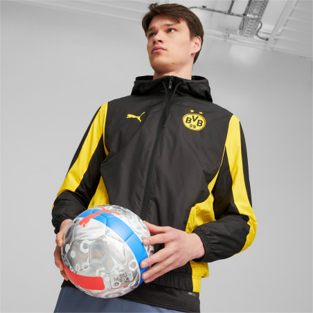 Veste survêtement avant match Dortmund woven noir jaune 2023/24