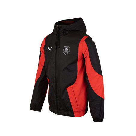 Veste survêtement avant match Stade Rennais Woven noir rouge 2023/24