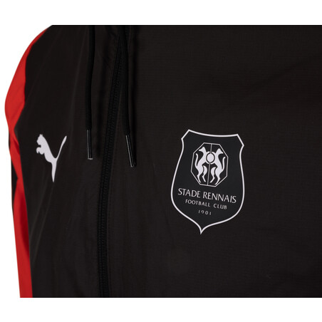 Veste survêtement avant match Stade Rennais Woven noir rouge 2023/24