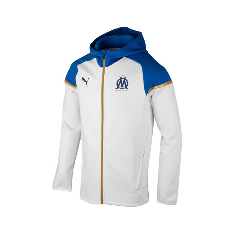 Veste survêtement OM Fleece blanc bleu 2023/24