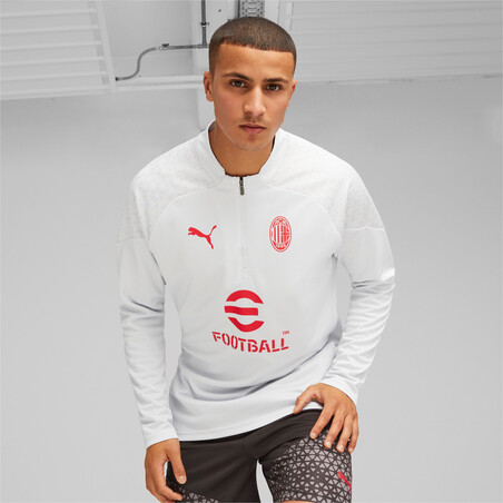 Sweat zippé Milan AC blanc rouge 2023/24