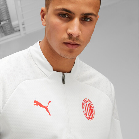 Sweat zippé Milan AC blanc rouge 2023/24