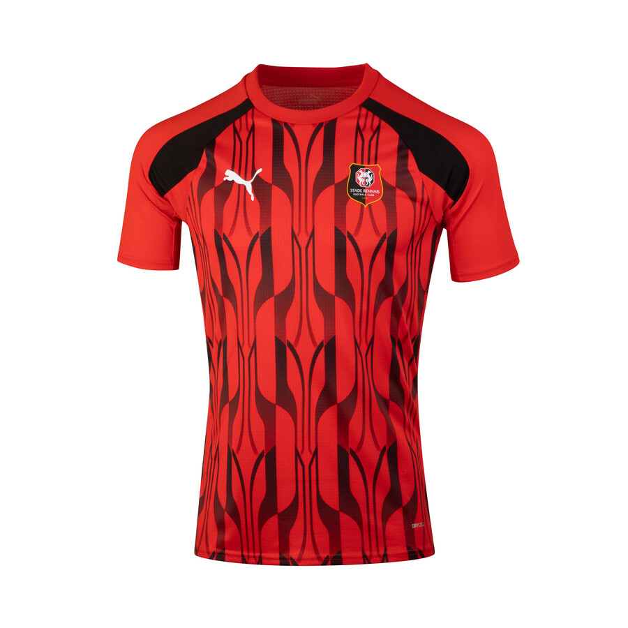 Maillot avant match Stade Rennais rouge noir 2023 24 sur Foot