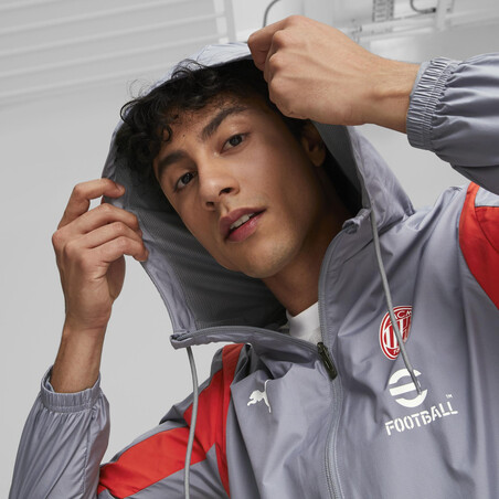 Veste survêtement avant match Milan AC woven gris rouge 2023/24