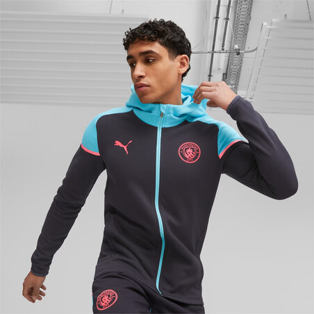 Veste survêtement Manchester City Casual noir rouge 2023/24