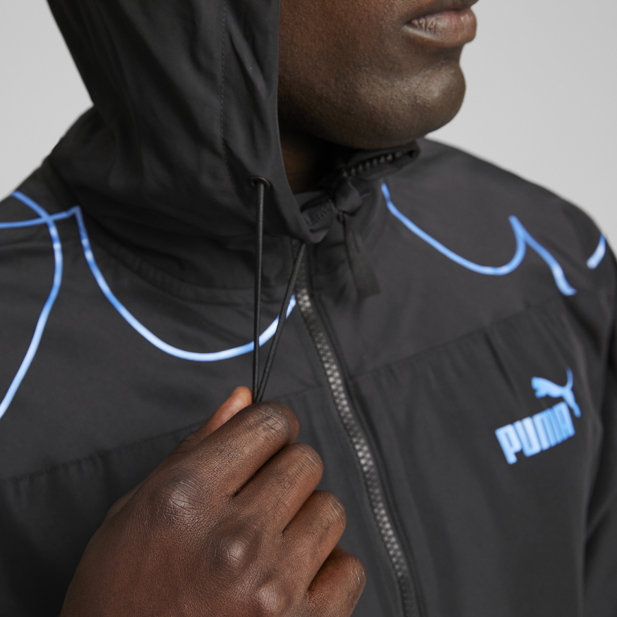 Sweat à capuche OM woven FtblStatement noir bleu 2023/24