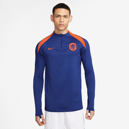 Sweat zippé Pays-Bas Strike bleu orange 2024