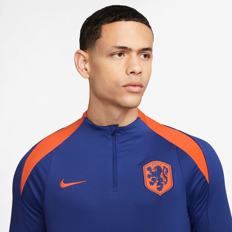 Sweat zippé Pays-Bas Strike bleu orange 2024