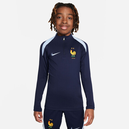 Sweat zippé junior Equipe de France Strike bleu foncé 2024