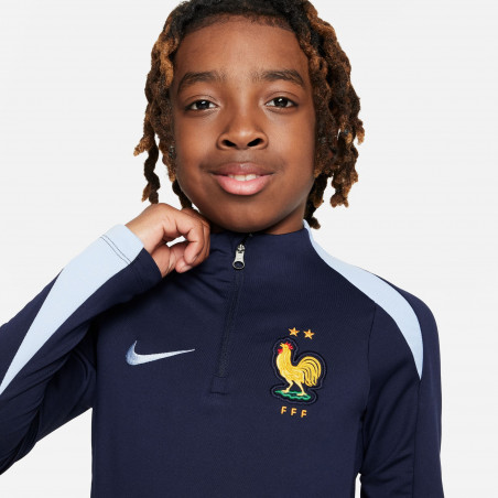 Sweat zippé junior Equipe de France Strike bleu foncé 2024