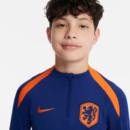 Sweat zippé junior Pays-Bas Strike bleu orange 2024