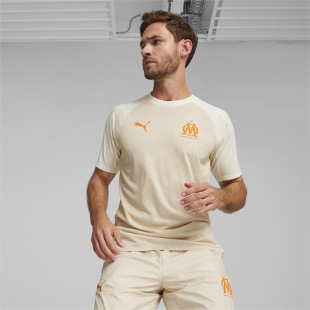 Maillot avant match OM beige orange 2023/24