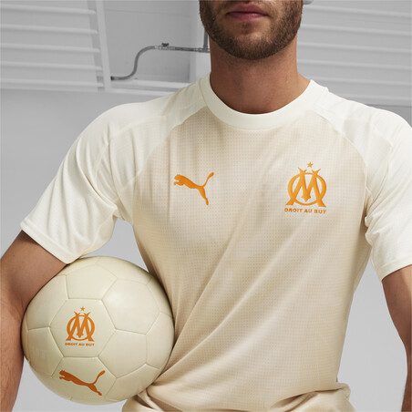 Maillot avant match OM beige orange 2023/24