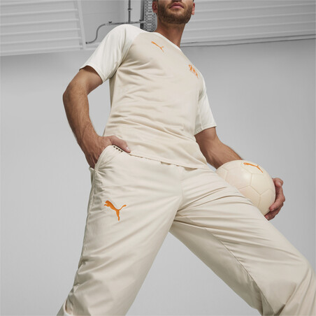 Pantalon survêtement avant match OM beige orange 2023/24