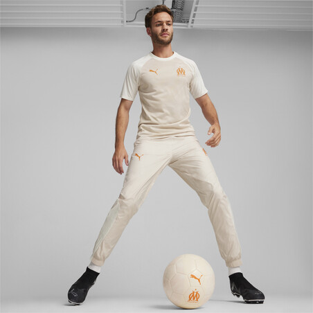 Pantalon survêtement avant match OM beige orange 2023/24