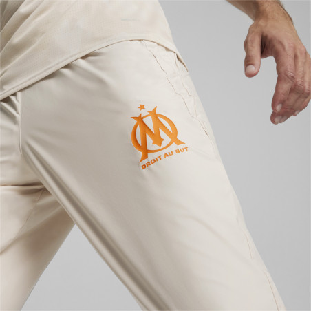 Pantalon survêtement avant match OM beige orange 2023/24