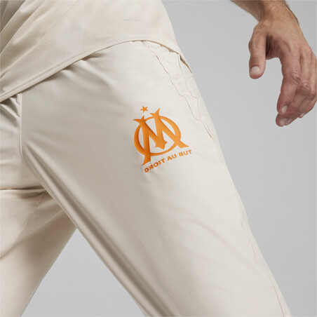 Pantalon survêtement avant match OM beige orange 2023/24