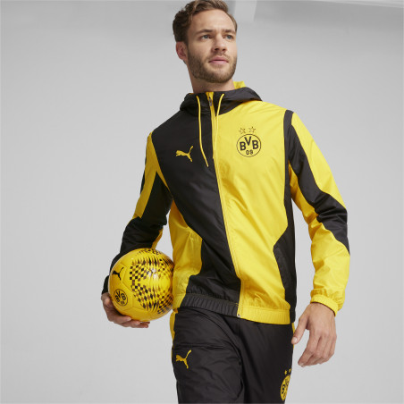 Veste survêtement avant match Dortmund noir jaune 2023/24