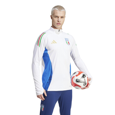 Sweat zippé Italie blanc bleu 2024