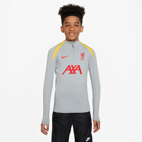 Sweat zippe junior Liverpool Strike gris jaune 2024 25 sur Foot