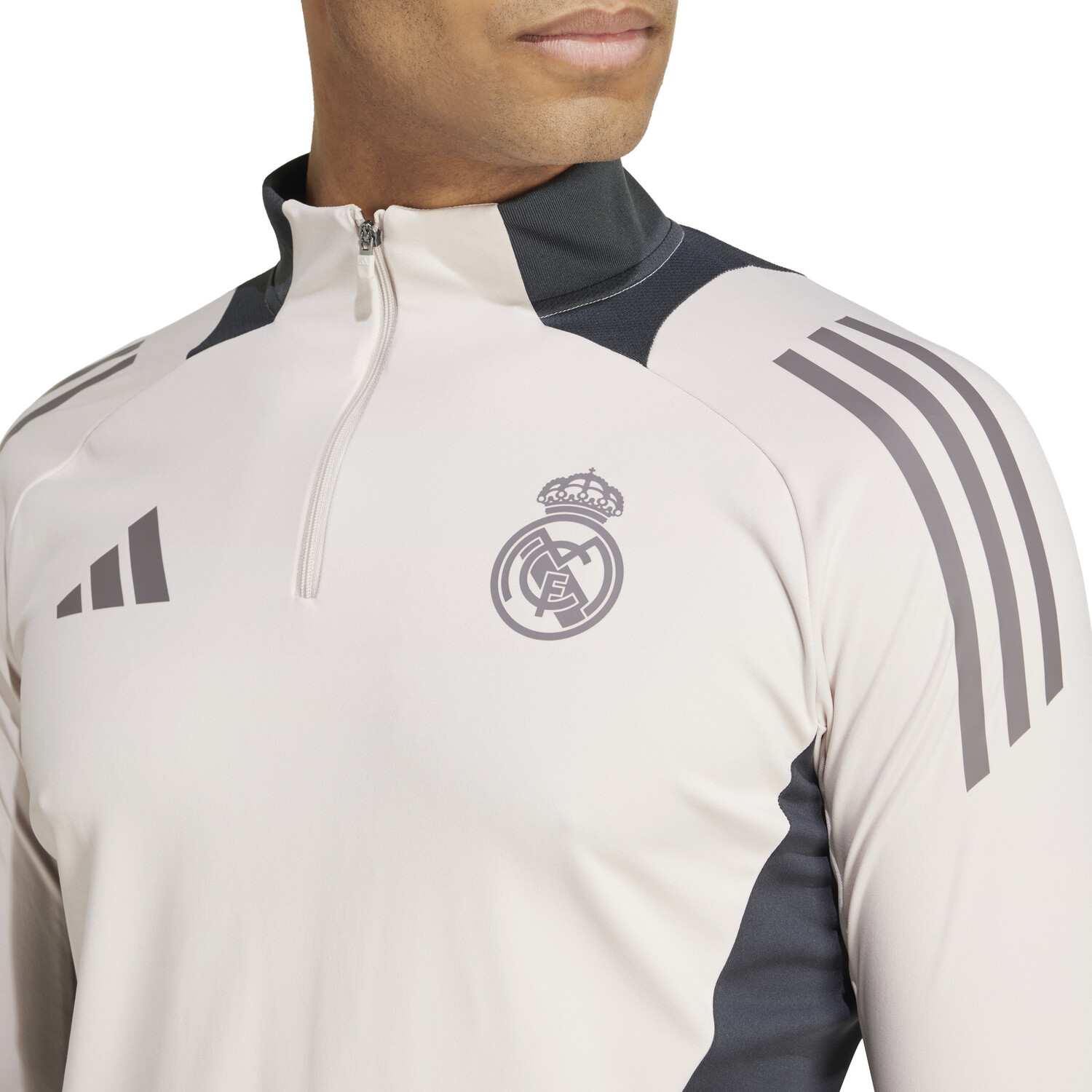 Sweat à Capuche Zippé Real Madrid Officiel - Taille L - Gris Avec Manches Contrastées - Pour Supporter Les Merengues