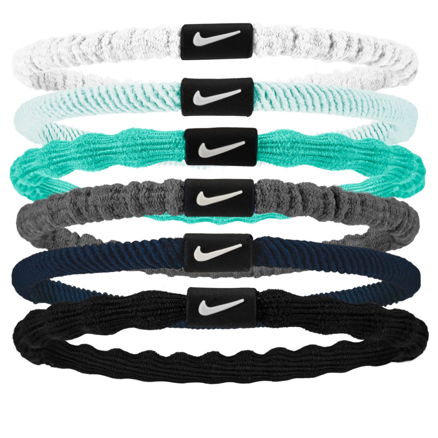 Pack 6 bandeaux élastiques Nike blanc bleu noir