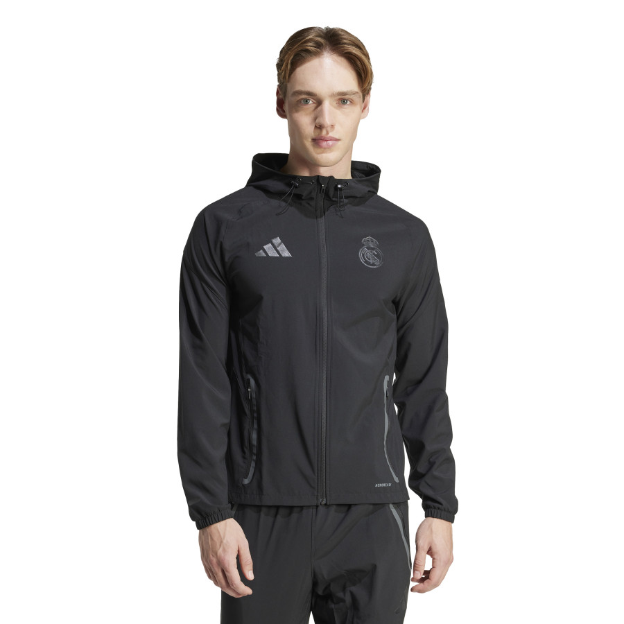Veste survêtement à capuche Real Madrid woven noir