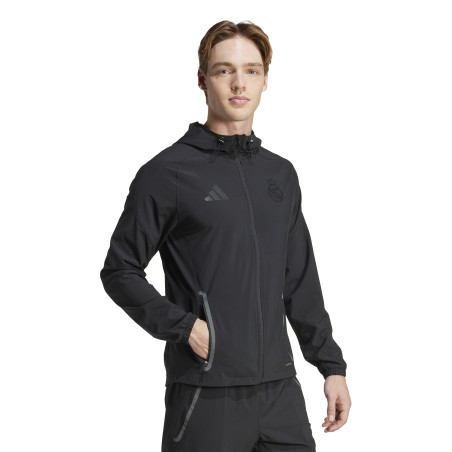 Veste survêtement à capuche Real Madrid woven noir