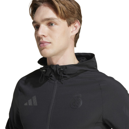 Veste survêtement à capuche Real Madrid woven noir