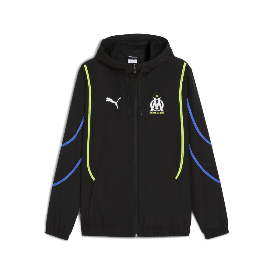 Veste survêtement OM Faster Woven noir jaune