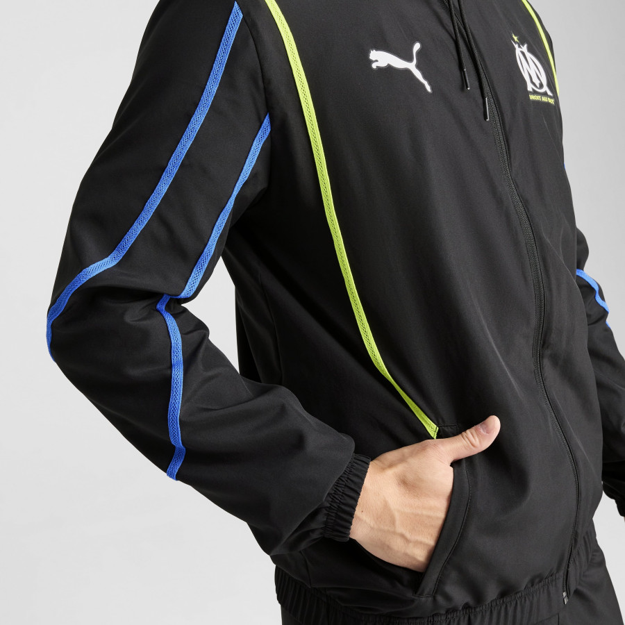 Veste survêtement OM Faster Woven noir jaune