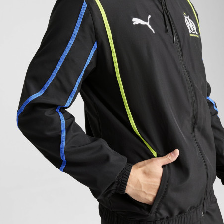 Veste survêtement OM Faster Woven noir jaune