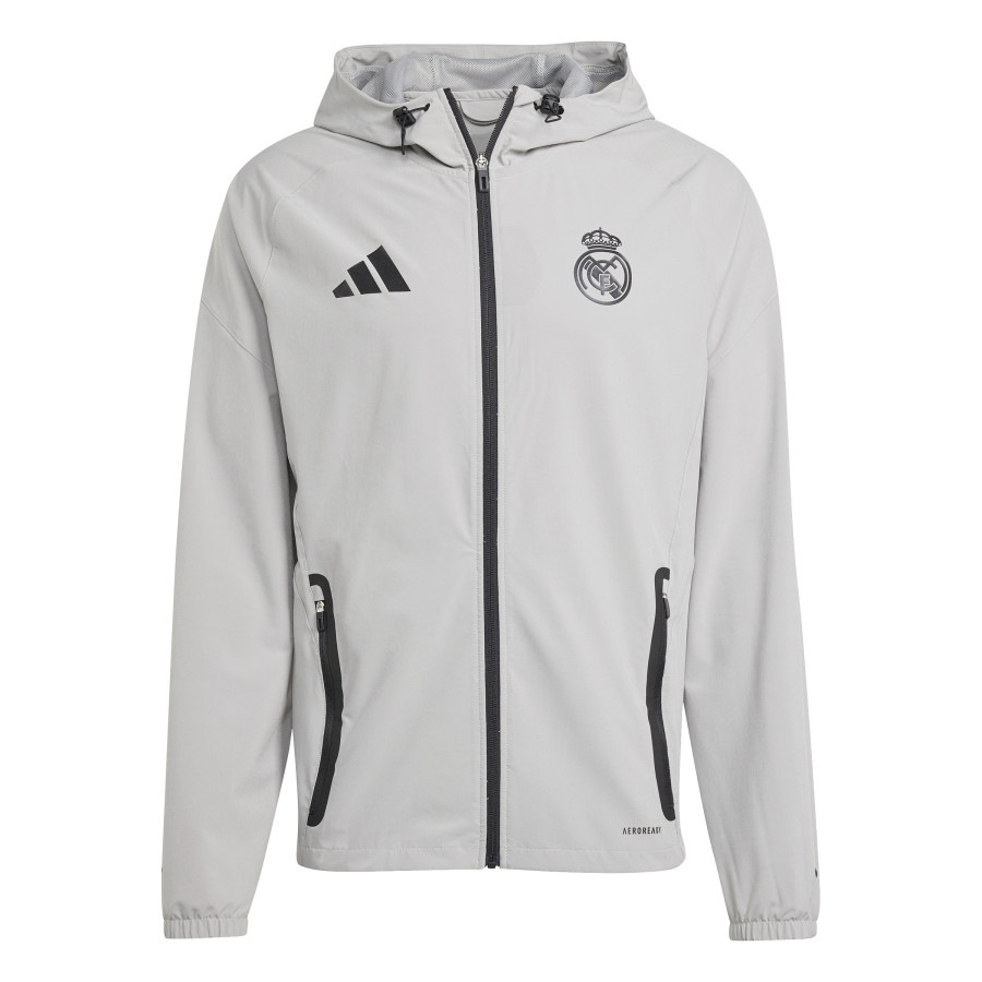 Veste survêtement à capuche Real Madrid woven gris