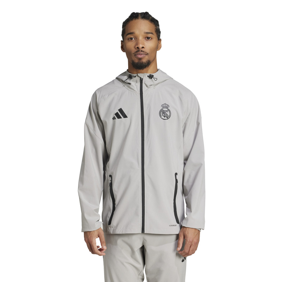 Veste survêtement à capuche Real Madrid woven gris