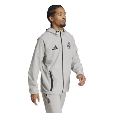 Veste survêtement à capuche Real Madrid woven gris