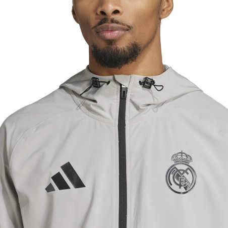 Veste survêtement à capuche Real Madrid woven gris