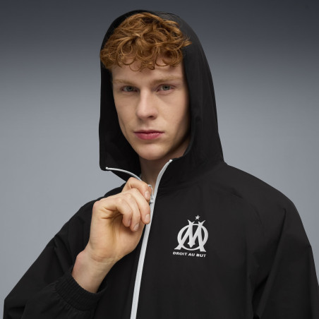 Veste survêtement OM PumaTech woven noir blanc