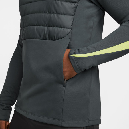 Sweat zippé Nike Therma-Fit gris jaune