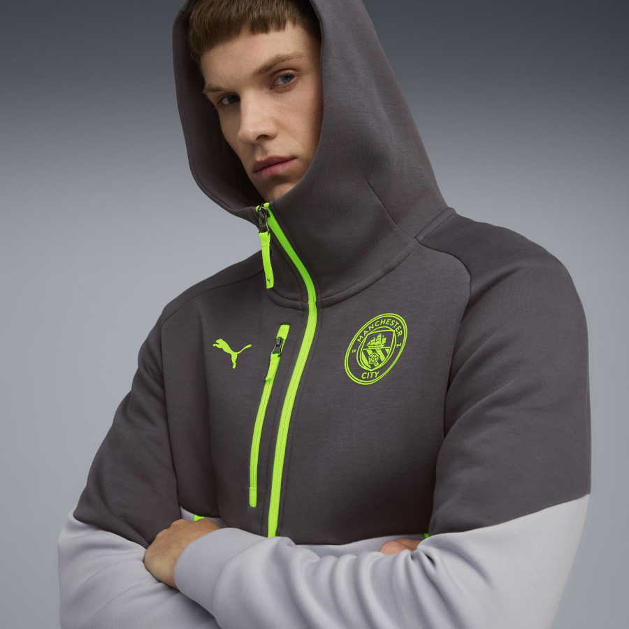 Veste survêtement à capuche Manchester City PUMATECH gris jaune