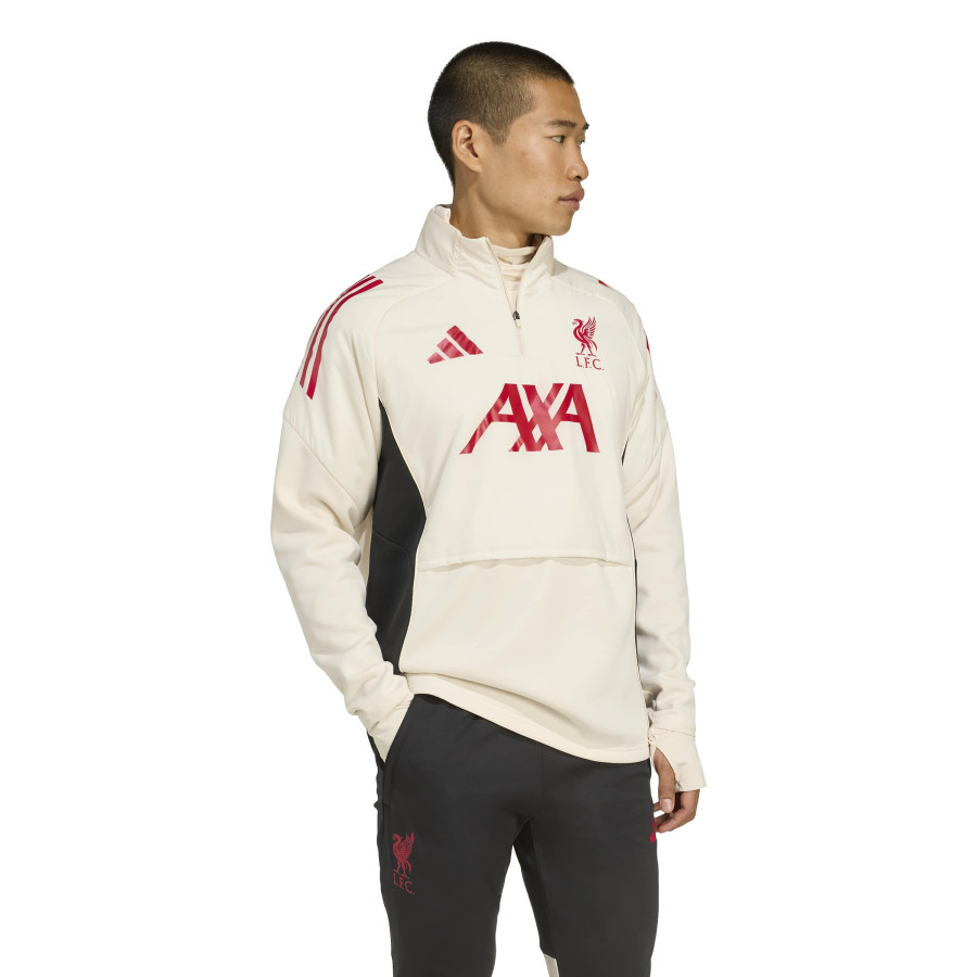 Sweat zippé Liverpool hiver blanc rouge