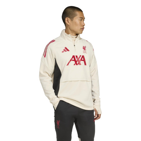 Sweat zippé Liverpool hiver blanc rouge