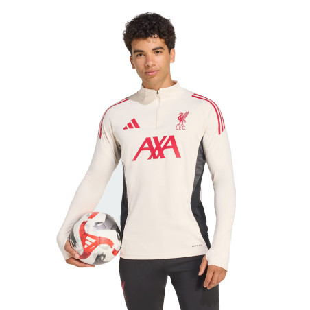 Sweat zippé Liverpool blanc rouge