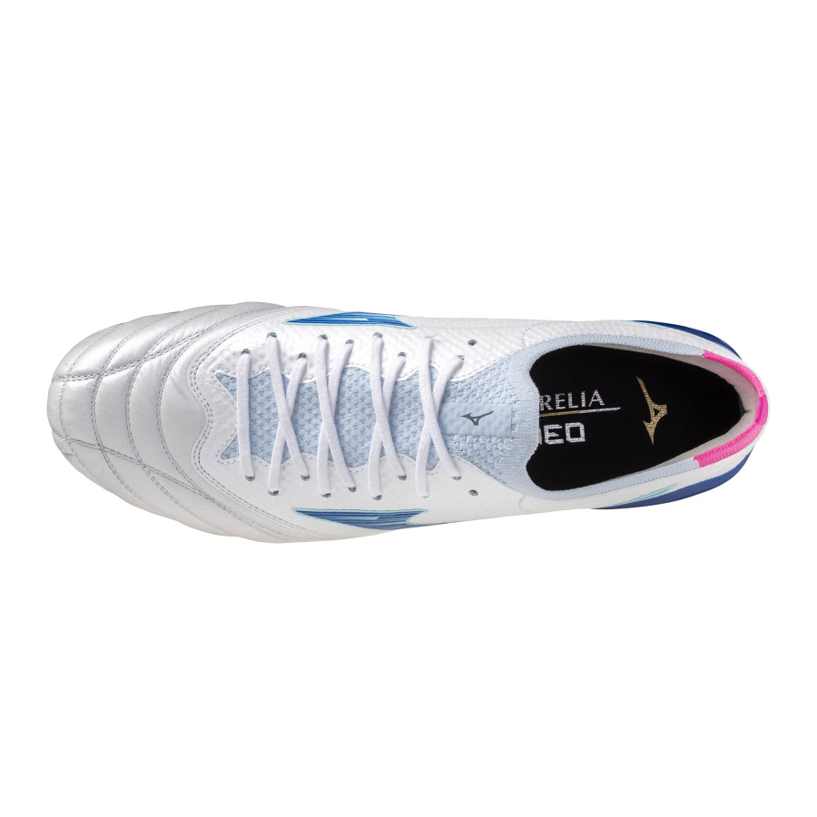 Mizuno Morelia Neo Beta Elite AG blanc bleu