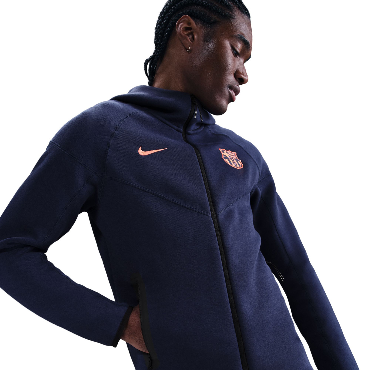 Veste survêtement FC Barcelone TechFleece bleu orange sur