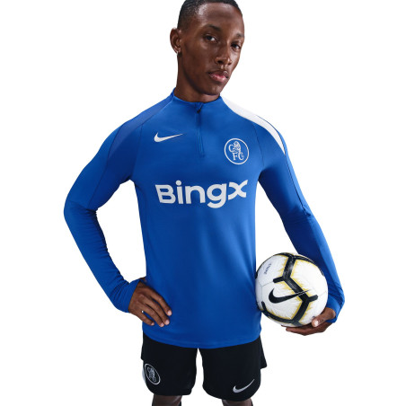 Sweat zippé Chelsea Strike bleu blanc