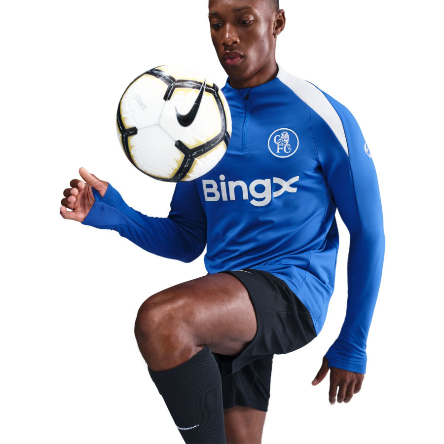Sweat zippé Chelsea Strike bleu blanc