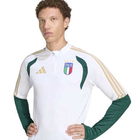 Sweat zippé Italie blanc vert